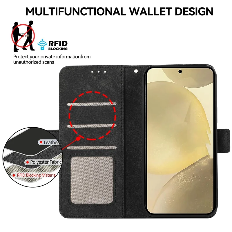 ABEEL لجهاز Samsung Galaxy S23+ غطاء جلدي مقاوم لتقنية RFID مع محفظة وغطاء هاتف بمشبك مغناطيسي جانبي - أسود
