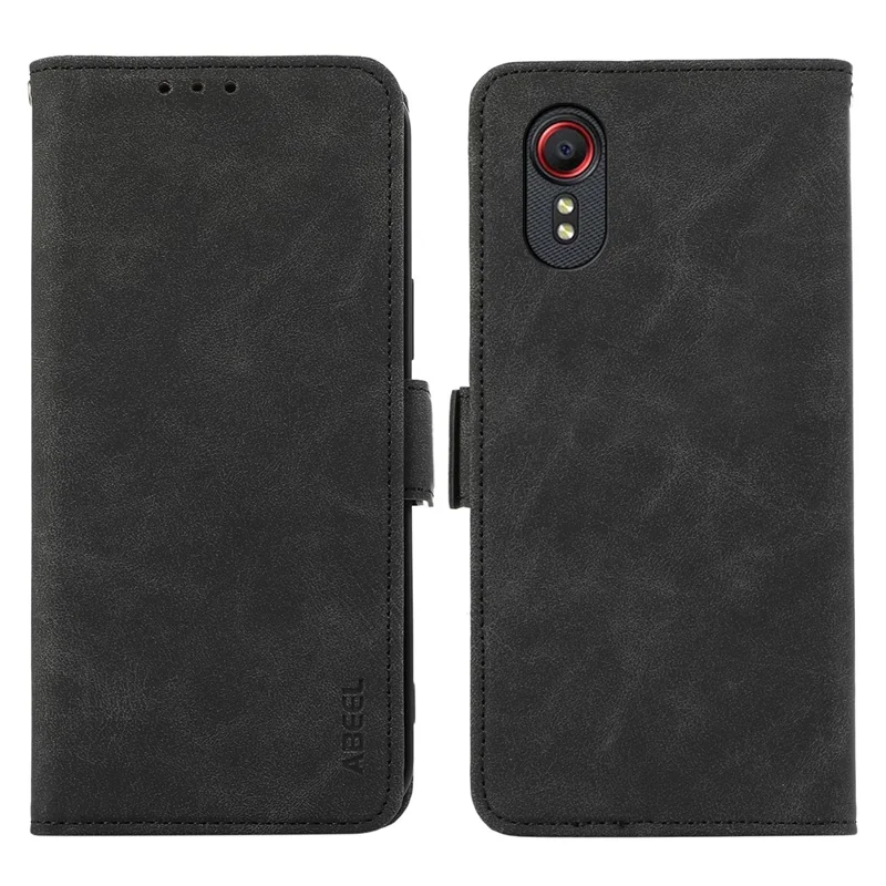 ABEEL For Samsung Galaxy Xcover 5 Case RFID Blocking Leather Phone Cover with Side Magnetic Clasp - Black