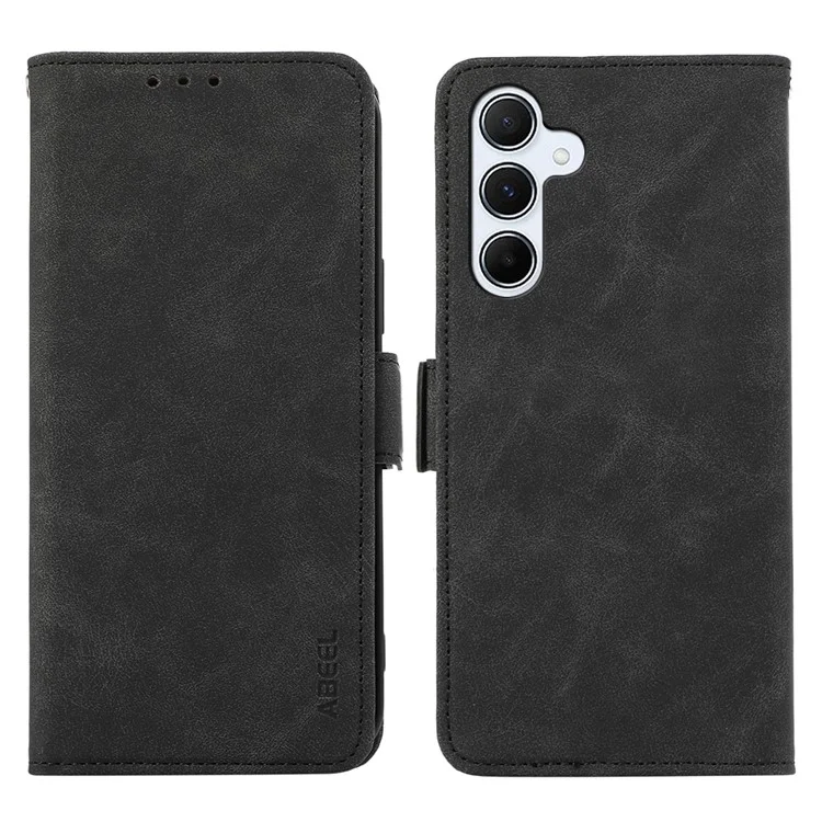 ABEEL For Samsung Galaxy A34 5G PU Leather Protective Cover RFID Blocking Stand Phone Case - Black