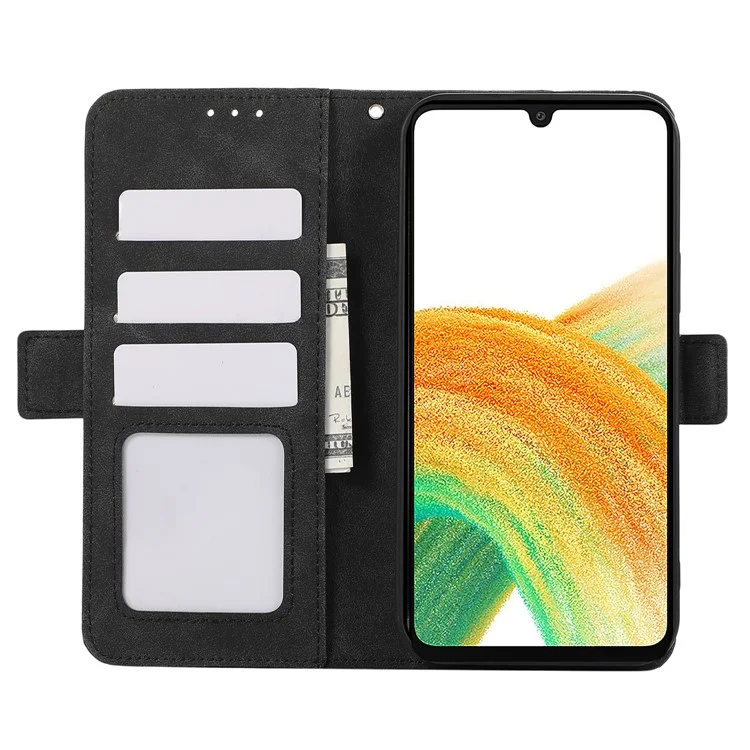 ABEEL For Samsung Galaxy A34 5G PU Leather Protective Cover RFID Blocking Stand Phone Case - Black