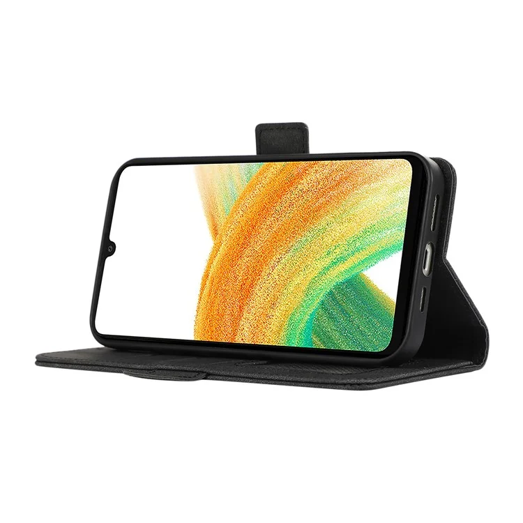 ABEEL For Samsung Galaxy A34 5G PU Leather Protective Cover RFID Blocking Stand Phone Case - Black