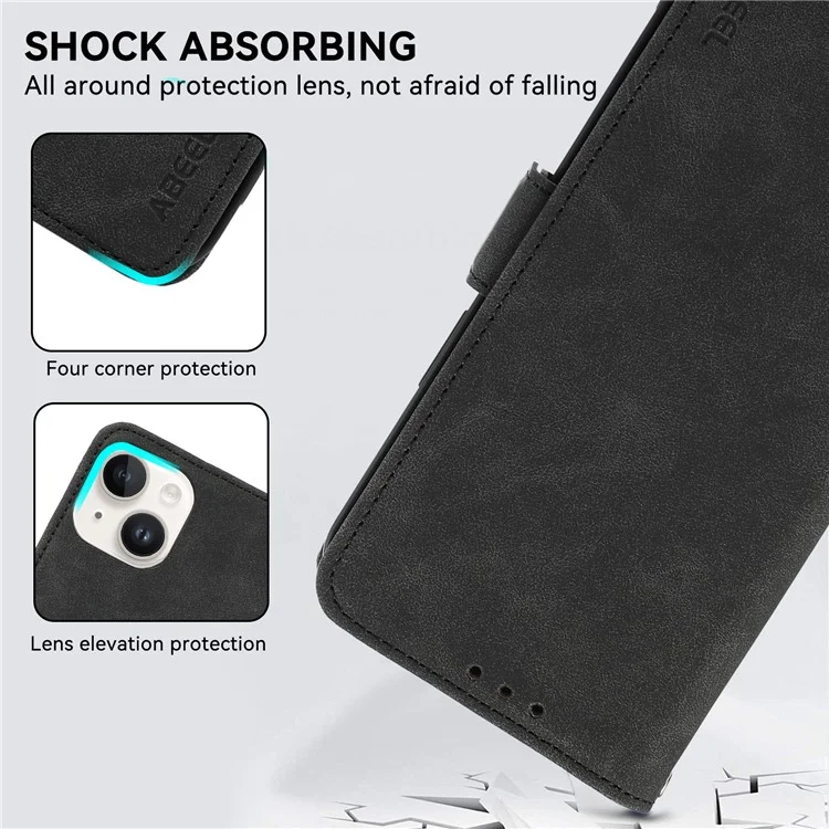 ABEEL For Samsung Galaxy A34 5G PU Leather Protective Cover RFID Blocking Stand Phone Case - Black
