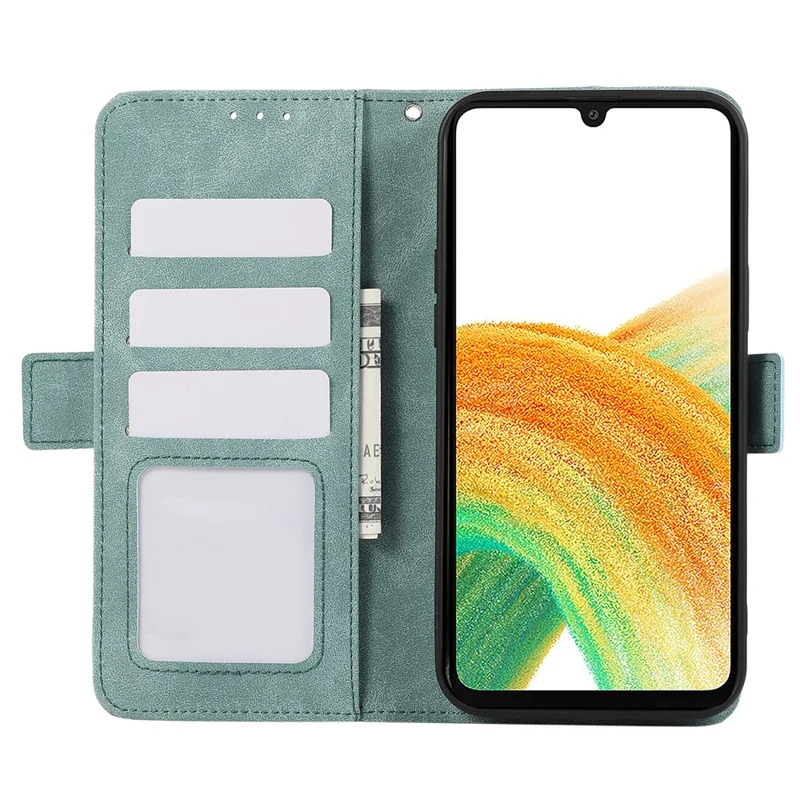 ABEEL For Samsung Galaxy A34 5G PU Leather Protective Cover RFID Blocking Stand Phone Case - Baby Blue