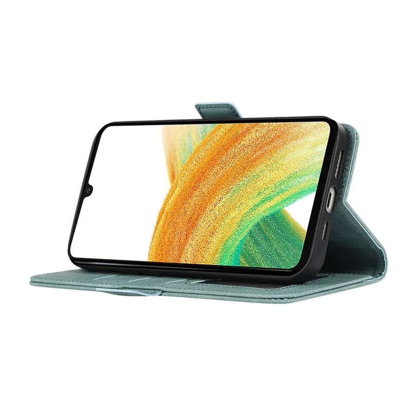 ABEEL For Samsung Galaxy A34 5G PU Leather Protective Cover RFID Blocking Stand Phone Case - Baby Blue