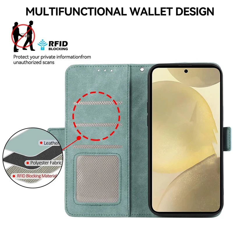 ABEEL For Samsung Galaxy S22 Ultra 5G Phone Case PU Leather Protective Cover RFID Blocking Stand - Baby Blue