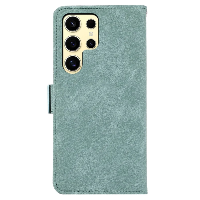 ABEEL For Samsung Galaxy S22 Ultra 5G Phone Case PU Leather Protective Cover RFID Blocking Stand - Baby Blue