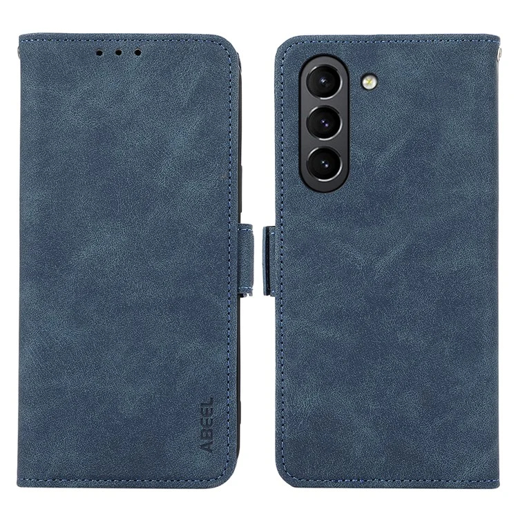 Funda de teléfono ABEEL para Samsung Galaxy S21 FE 5G, cierre magnético lateral, bloqueo RFID, protección anti-arañazos, de piel sintética - Azul