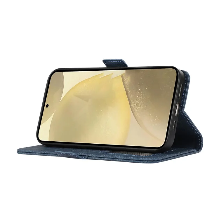 Funda de teléfono ABEEL para Samsung Galaxy S21 FE 5G, cierre magnético lateral, bloqueo RFID, protección anti-arañazos, de piel sintética - Azul