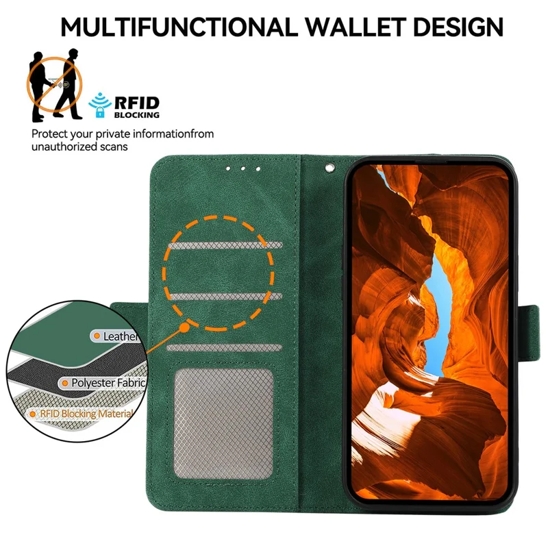 ABEEL For Samsung Galaxy A25 5G (Global) (161.0 x 76.5 x 8.3mm) Leather Case with RFID Blocking Wallet - Green