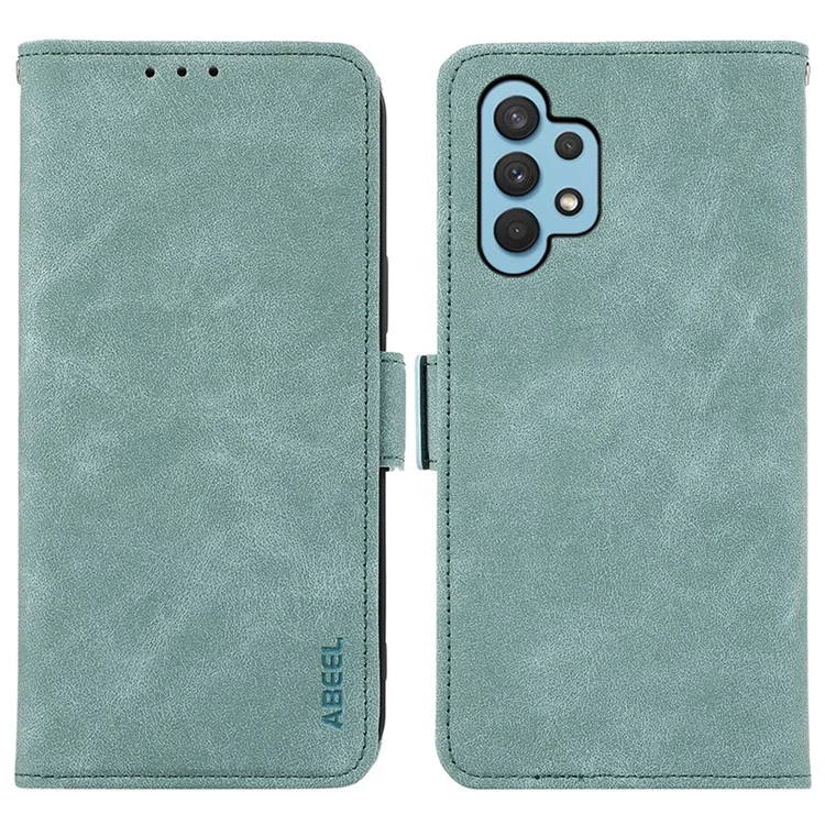 ABEEL For Samsung Galaxy A32 4G (EU Version) Case RFID Blocking Wallet Leather Stand Phone Cover - Baby Blue