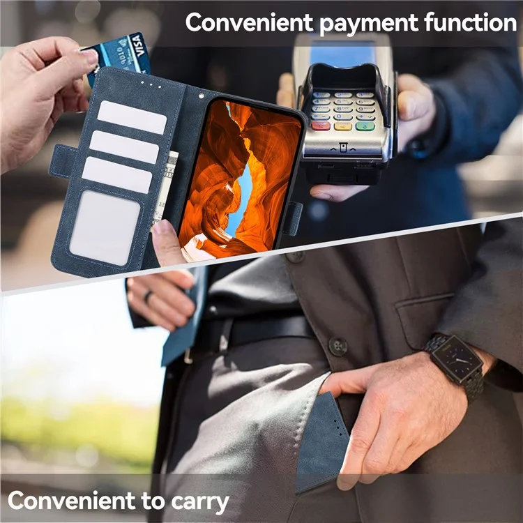 ABEEL Para Samsung Galaxy A55 5G Case Side Magnetic Clasp RFID Blocking Wallet Leather Phone Cover - Azul