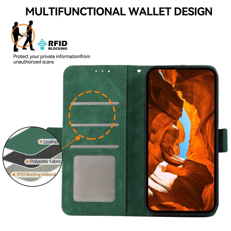 ABEEL For iPhone 13 Pro Max Funda de Teléfono Cartera RFID Blocking Flip Cover de Cuero Magnético Lateral - Verde