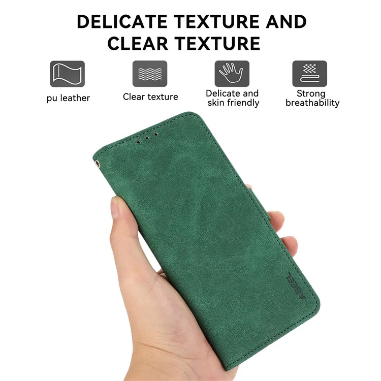 ABEEL For iPhone 13 Pro Max Funda de Teléfono Cartera RFID Blocking Flip Cover de Cuero Magnético Lateral - Verde