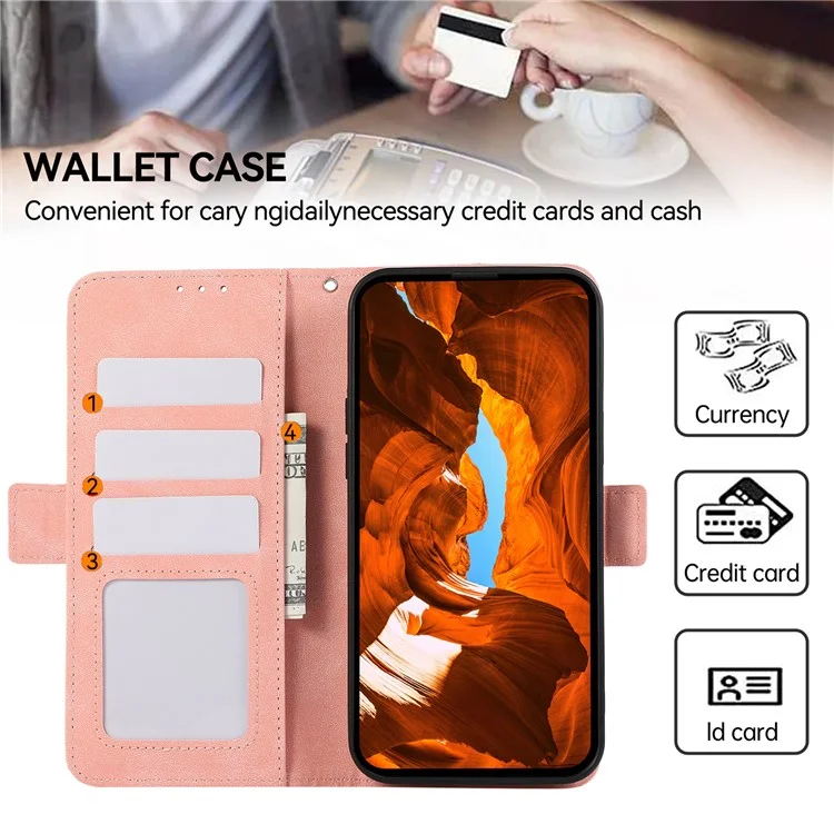 ABEEL Für iPhone 14 Pro Geldbörsenfall RFID-Blockade Seitlicher Magnetverschluss Smartphone-Abdeckung - Rosa