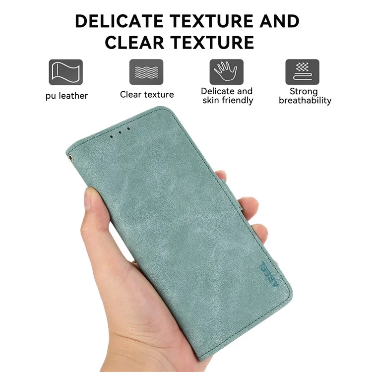ABEEL Para iPhone 13 Pro Funda de Piel con Cierre Magnético Lateral Bloqueo de RFID Funda Cartera para Teléfono - Azul Bebé