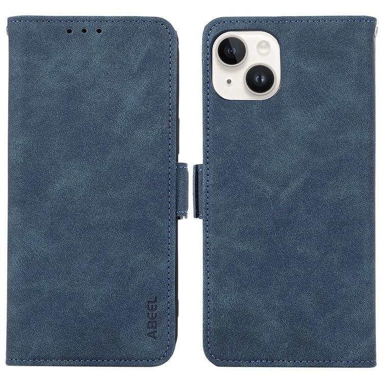 ABEEL For iPhone 14 Case Leather Drop Protection Phone with Side Magnetic Closure - Blue