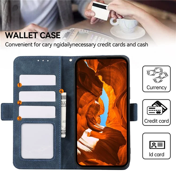 ABEEL For iPhone 14 Case Leather Drop Protection Phone with Side Magnetic Closure - Blue