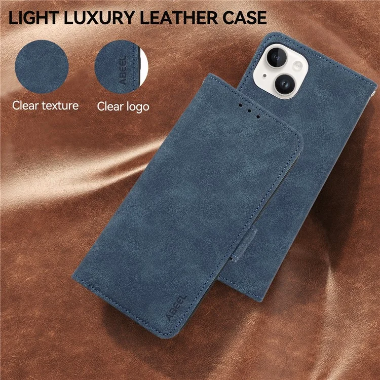 ABEEL For iPhone 14 Case Leather Drop Protection Phone with Side Magnetic Closure - Blue