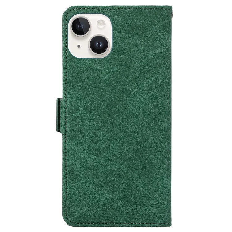 ABEEL For iPhone 15 Plus Custodia in pelle con chiusura magnetica laterale e blocco RFID - Verde