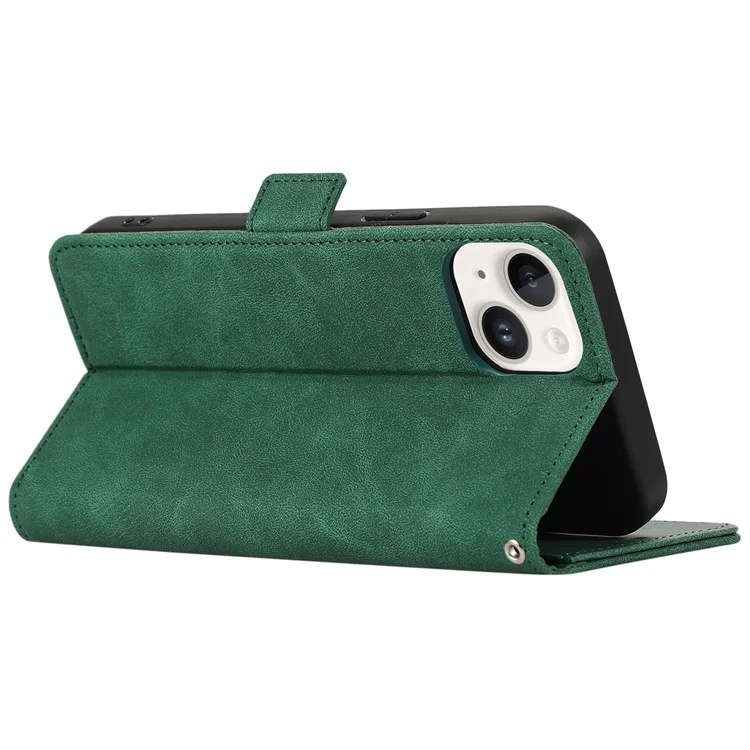 ABEEL For iPhone 15 Plus Custodia in pelle con chiusura magnetica laterale e blocco RFID - Verde