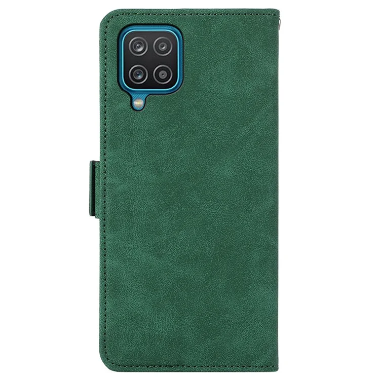 ABEEL For Samsung Galaxy A12 Cell Phone Case PU Leather RFID Blocking Flip Stand Wallet Cover - Green