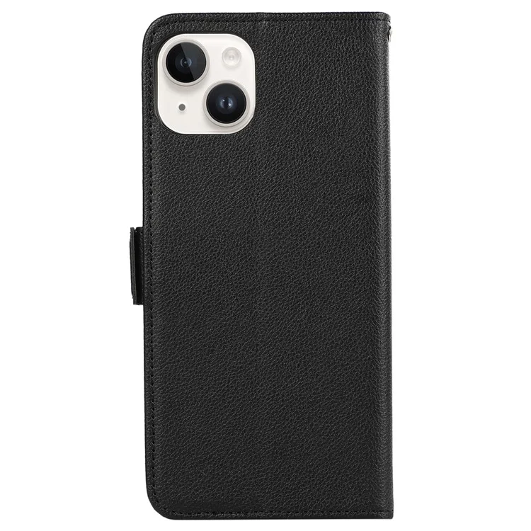 Étui ABEEL pour iPhone 13 avec fentes pour cartes RFID, portefeuille, couverture de téléphone en cuir, texture de litchi - Noir