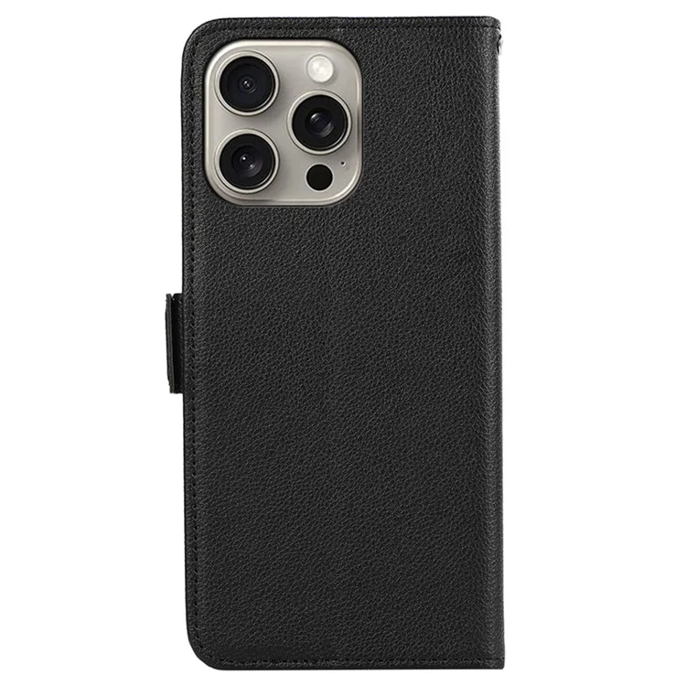 ABEEL For iPhone 13 Pro RFID Blocking Leather Case Litchi Texture Phone Cover - Black