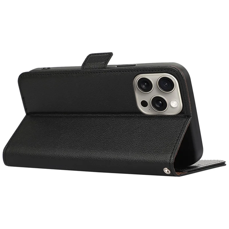ABEEL For iPhone 14 Pro Wallet Case Litchi Texture Leather RFID Blocking Phone Cover - Black