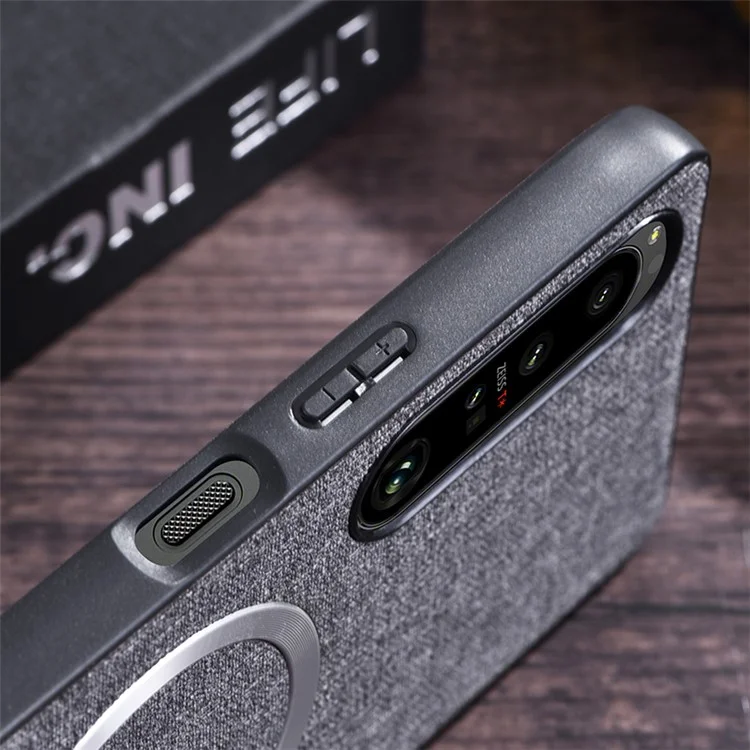 For Sony Xperia 1 VI Case Magnetic TPU+Cloth Shock-Absorbent Phone Cover - Grey
