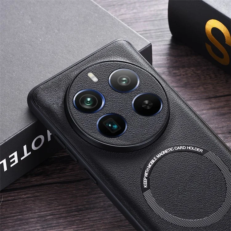 For Realme 12 Pro 5G / 12 Pro+ 5G Phone Case PU Leather+TPU Shell Compatible with MagSafe - Black