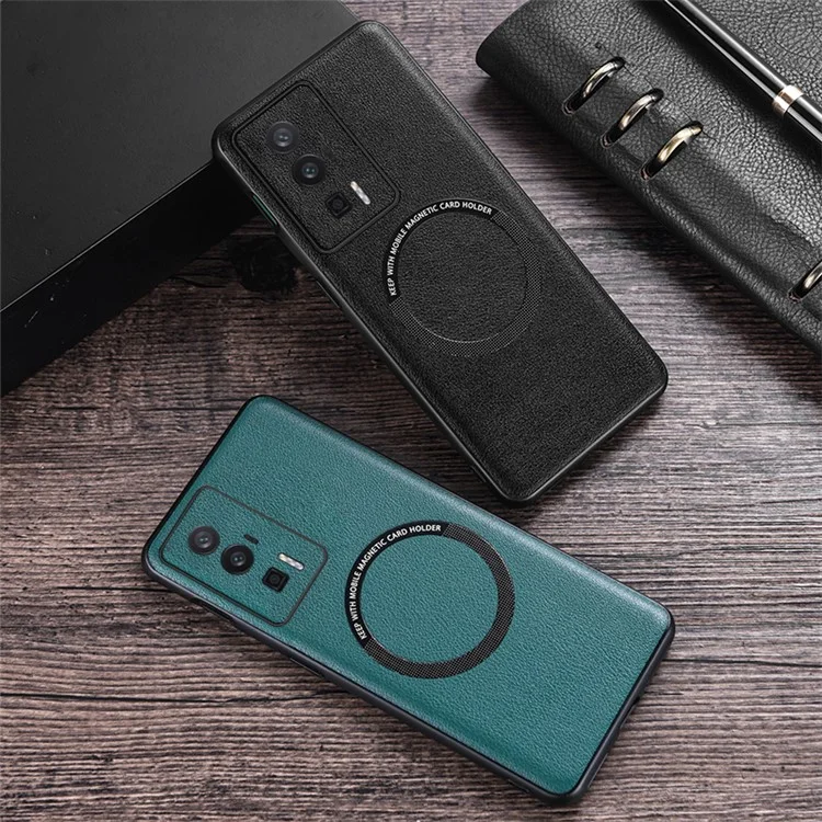 Per Xiaomi Poco F5 Pro 5G / Redmi K60 5G / K60 Pro 5G Custodia Anti-Caduta PU Pelle+TPU Compatibile con MagSafe - Verde
