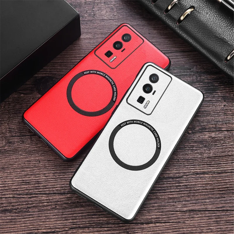 Per Xiaomi Poco F5 Pro 5G / Redmi K60 5G / K60 Pro 5G Custodia Anti-caduta in Pelle PU+TPU Compatibile con MagSafe - Bianca