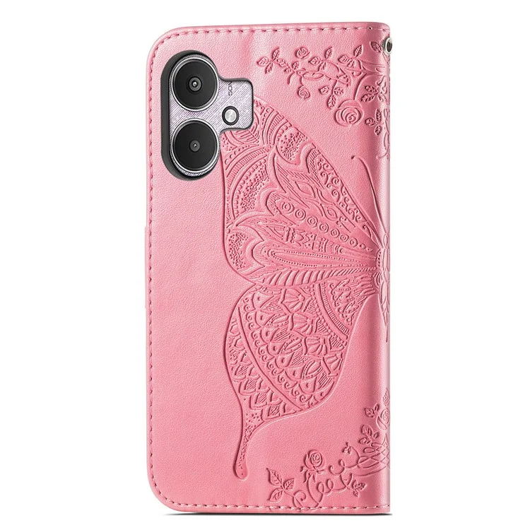 Pour Xiaomi Redmi 13C 4G / 13C 5G / 13R 5G / Poco M6 5G / Poco C65 4G Étui de téléphone avec support Motif imprimé Étui en cuir PU - Rose