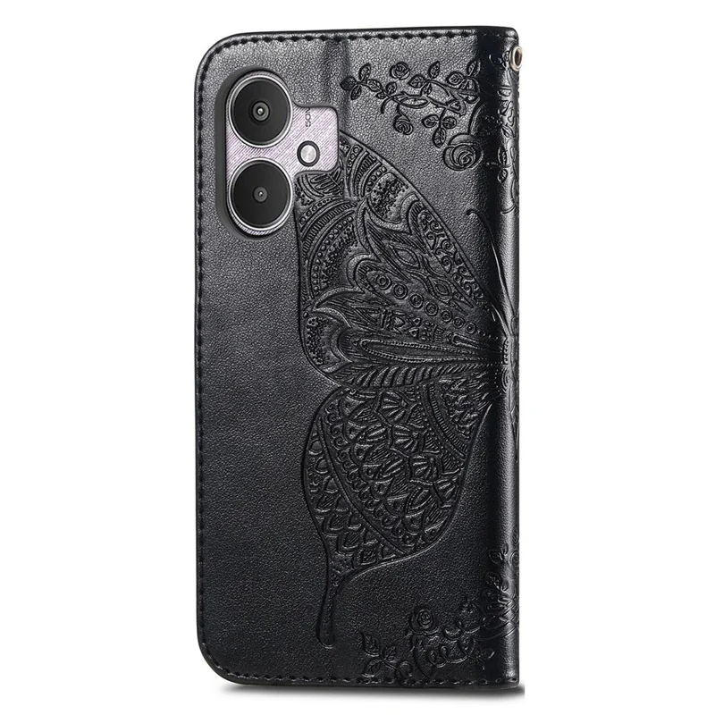 Для Xiaomi Redmi 13C 4G / 13C 5G / 13R 5G / Poco M6 5G / Poco C65 4G Чехол-подставка для телефона с рельефным узором, кожаный - Черный