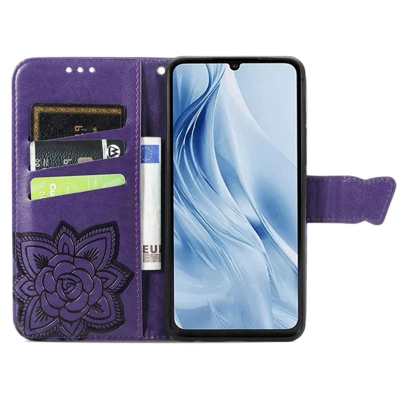 Für Xiaomi Redmi 13C 4G / 13C 5G / 13R 5G / Poco M6 5G / Poco C65 4G Telefonständer-Gehäuse Geprägtes Muster PU-Leder-Telefonabdeckung - Dunkelviolett