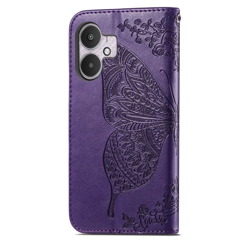 Für Xiaomi Redmi 13C 4G / 13C 5G / 13R 5G / Poco M6 5G / Poco C65 4G Telefonständer-Gehäuse Geprägtes Muster PU-Leder-Telefonabdeckung - Dunkelviolett