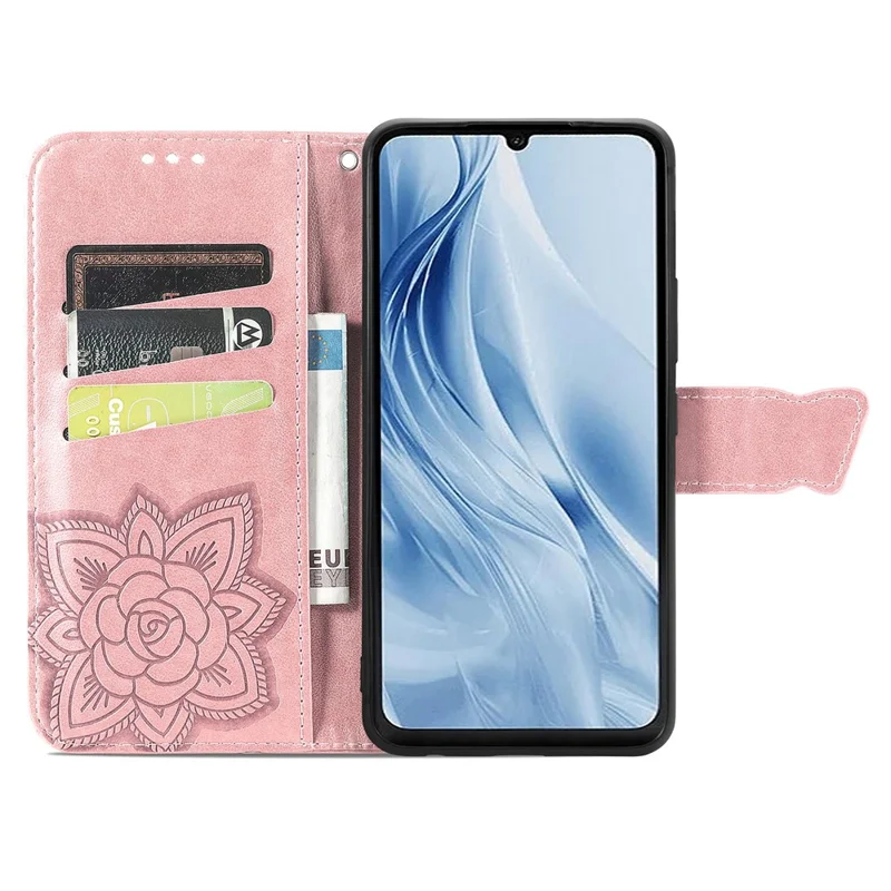 For Xiaomi Redmi 13C 4G / 13C 5G / 13R 5G / Poco M6 5G / Poco C65 4G Phone Stand Case Imprinted Pattern PU Leather Phone Cover - Rose Gold