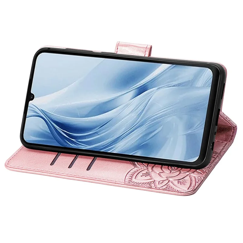 For Xiaomi Redmi 13C 4G / 13C 5G / 13R 5G / Poco M6 5G / Poco C65 4G Phone Stand Case Imprinted Pattern PU Leather Phone Cover - Rose Gold