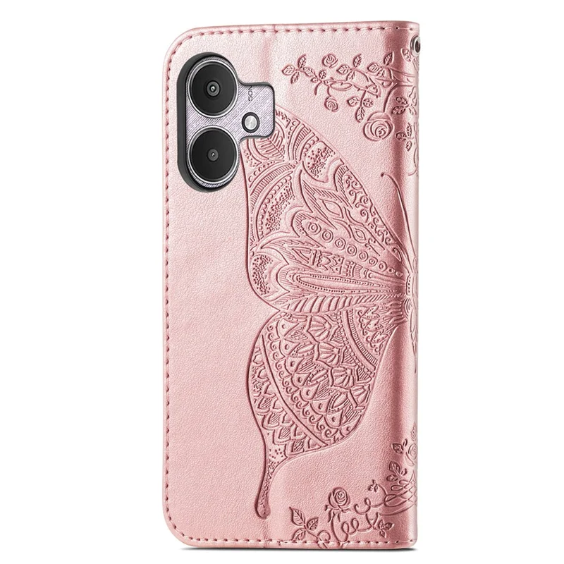For Xiaomi Redmi 13C 4G / 13C 5G / 13R 5G / Poco M6 5G / Poco C65 4G Phone Stand Case Imprinted Pattern PU Leather Phone Cover - Rose Gold