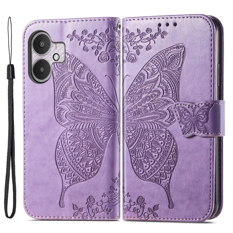 For Xiaomi Redmi 13C 4G / 13C 5G / 13R 5G / Poco M6 5G / Poco C65 4G Phone Stand Case Imprinted Pattern PU Leather Phone Cover - Light Purple