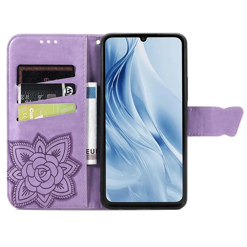 For Xiaomi Redmi 13C 4G / 13C 5G / 13R 5G / Poco M6 5G / Poco C65 4G Phone Stand Case Imprinted Pattern PU Leather Phone Cover - Light Purple