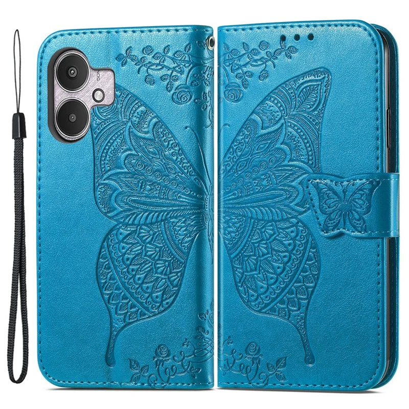 For Xiaomi Redmi 13C 4G / 13C 5G / 13R 5G / Poco M6 5G / Poco C65 4G Phone Stand Case Imprinted Pattern PU Leather Phone Cover - Blue