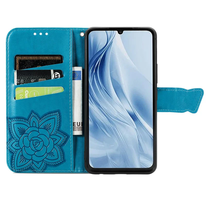 For Xiaomi Redmi 13C 4G / 13C 5G / 13R 5G / Poco M6 5G / Poco C65 4G Phone Stand Case Imprinted Pattern PU Leather Phone Cover - Blue