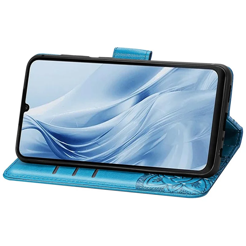 For Xiaomi Redmi 13C 4G / 13C 5G / 13R 5G / Poco M6 5G / Poco C65 4G Phone Stand Case Imprinted Pattern PU Leather Phone Cover - Blue