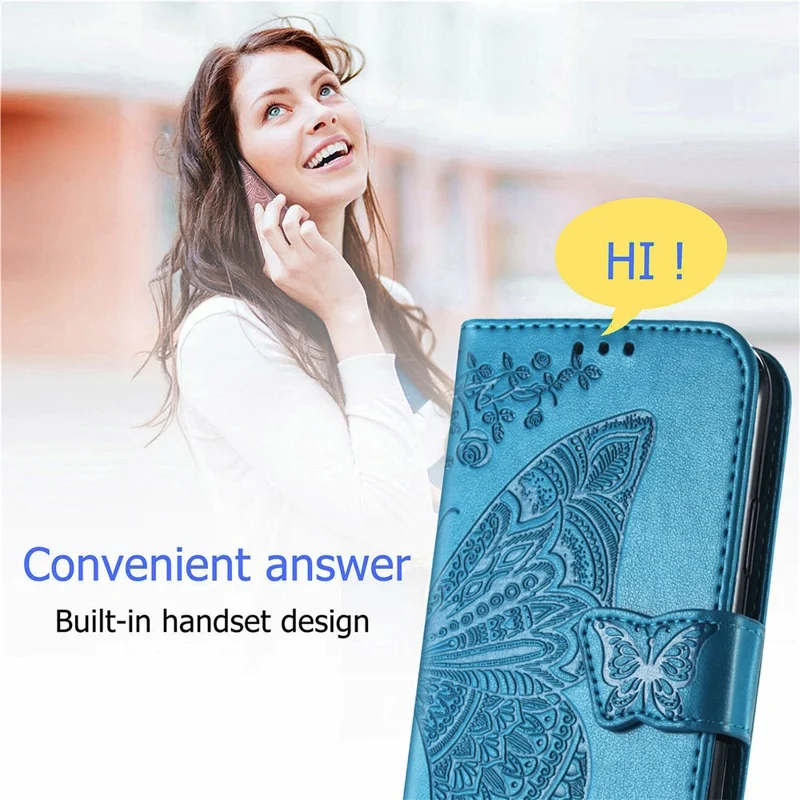 For Xiaomi Redmi 13C 4G / 13C 5G / 13R 5G / Poco M6 5G / Poco C65 4G Phone Stand Case Imprinted Pattern PU Leather Phone Cover - Blue