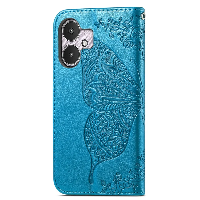 For Xiaomi Redmi 13C 4G / 13C 5G / 13R 5G / Poco M6 5G / Poco C65 4G Phone Stand Case Imprinted Pattern PU Leather Phone Cover - Blue