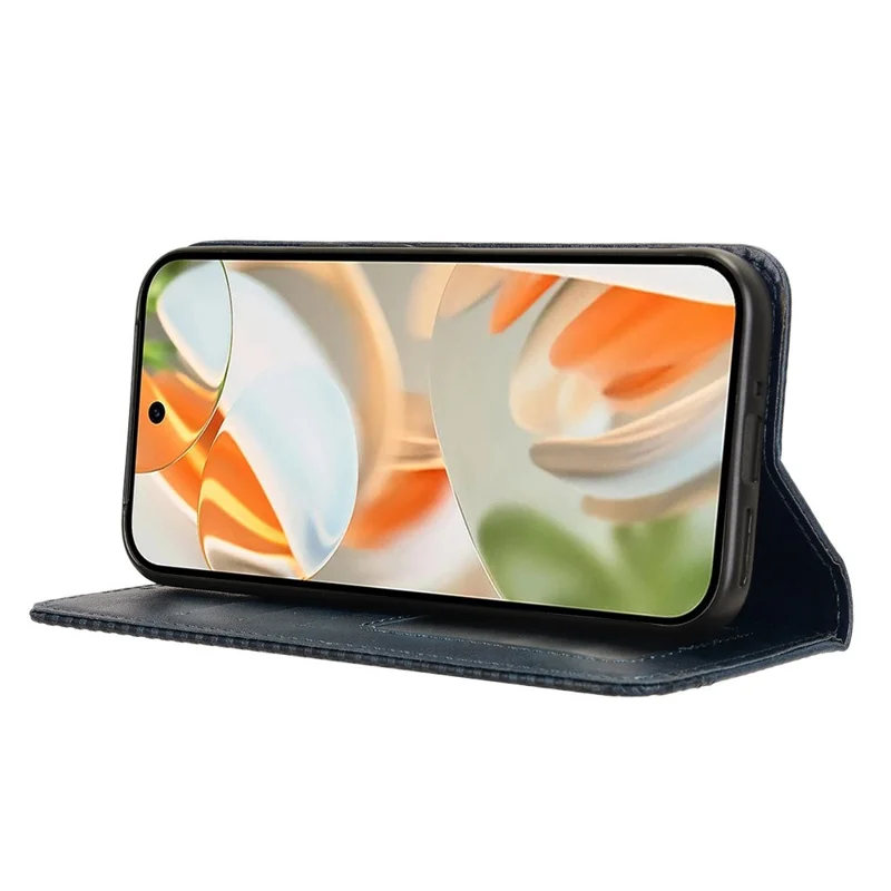 For Google Pixel 9 Pro / Pixel 9 Case Retro PU Leather Wallet Phone Cover Magnetic Auto-Absorbed - Blue