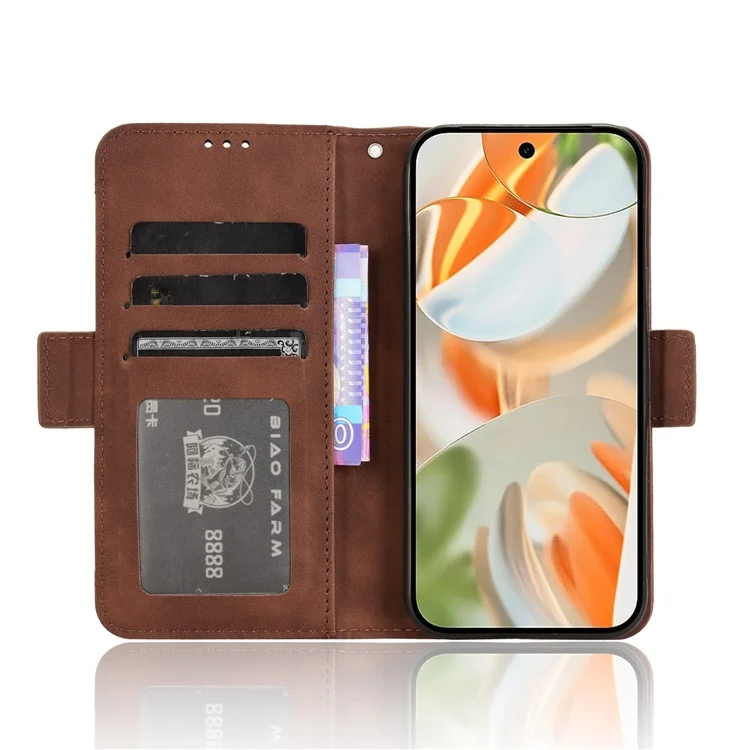 Para Google Pixel 9 Pro / Pixel 9 Case Wallet Card Slots PU Leather + TPU Full Protection Phone Cover - Brown