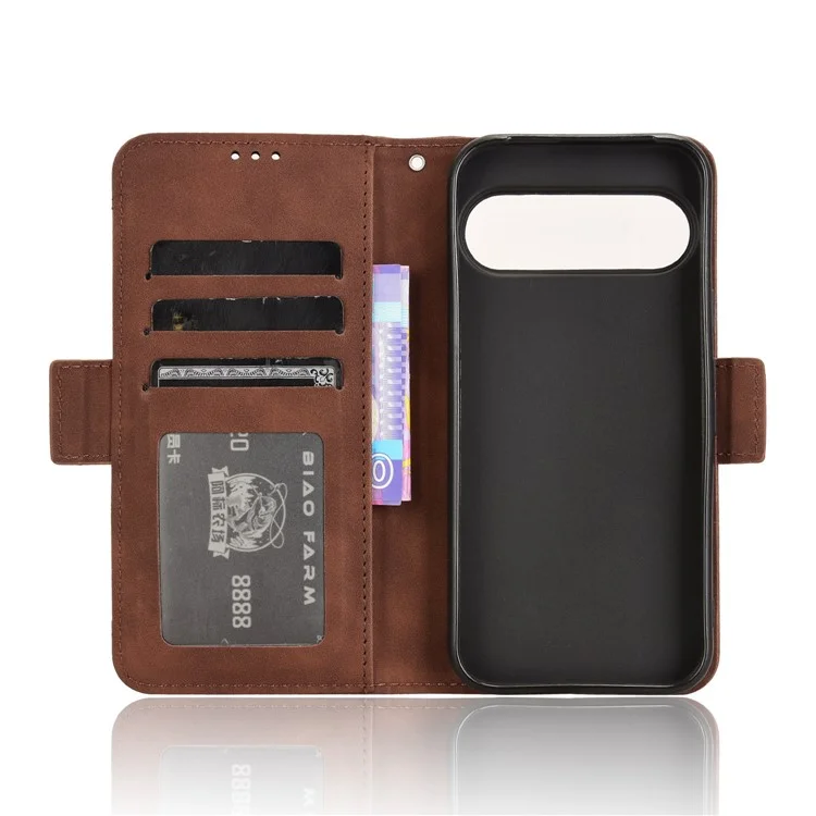 Para Google Pixel 9 Pro / Pixel 9 Case Wallet Card Slots PU Leather + TPU Full Protection Phone Cover - Brown