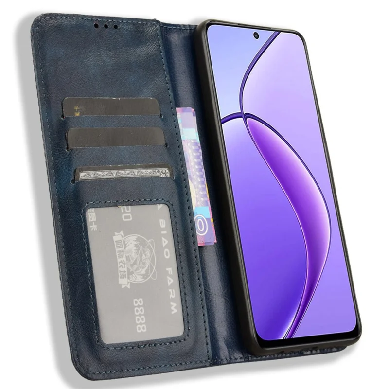 For Realme Narzo 70x 5G / C65 5G / Narzo N65 5G / 13 5G / 12 5G / 12x 5G Wallet Phone Case Retro Leather Magnetic Closing Leather Flip Cover - Blue